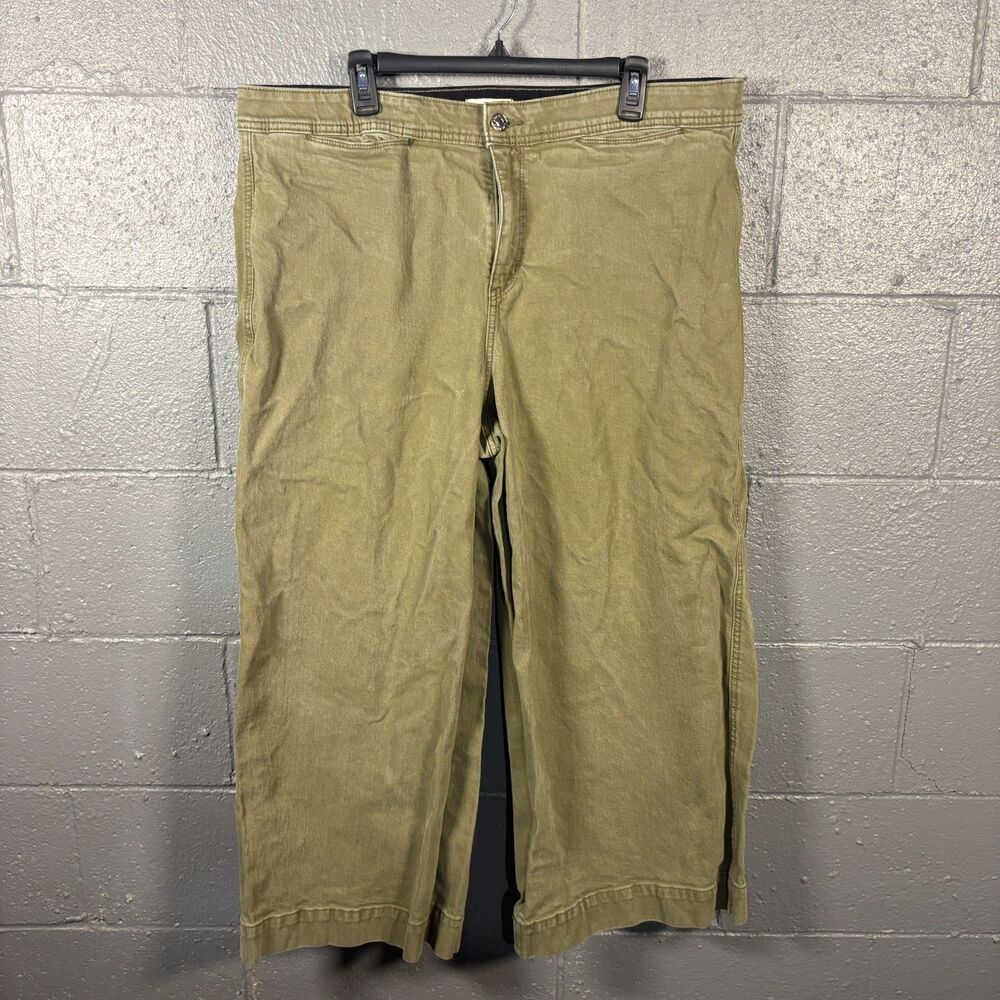 Ava & Viv Pants Womens 18 High Rise Wide Leg Olive Green Plus Size Stretch